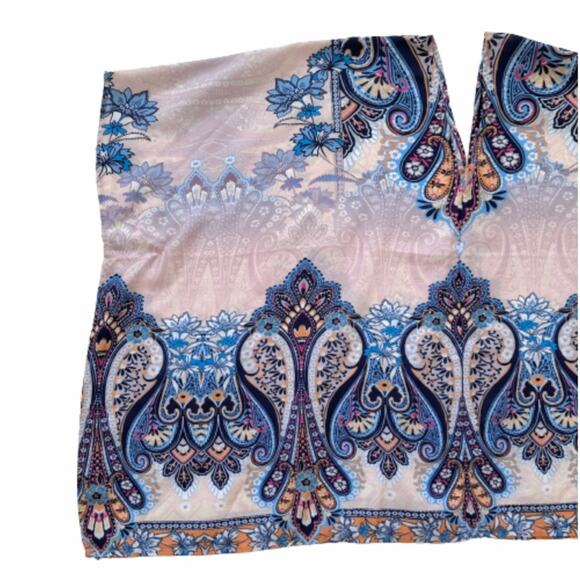 Zac & Rachel Top Poncho Lilac Blue Paisley V-Neck Festival Boho Poncho Small NEW - Picture 7 of 12
